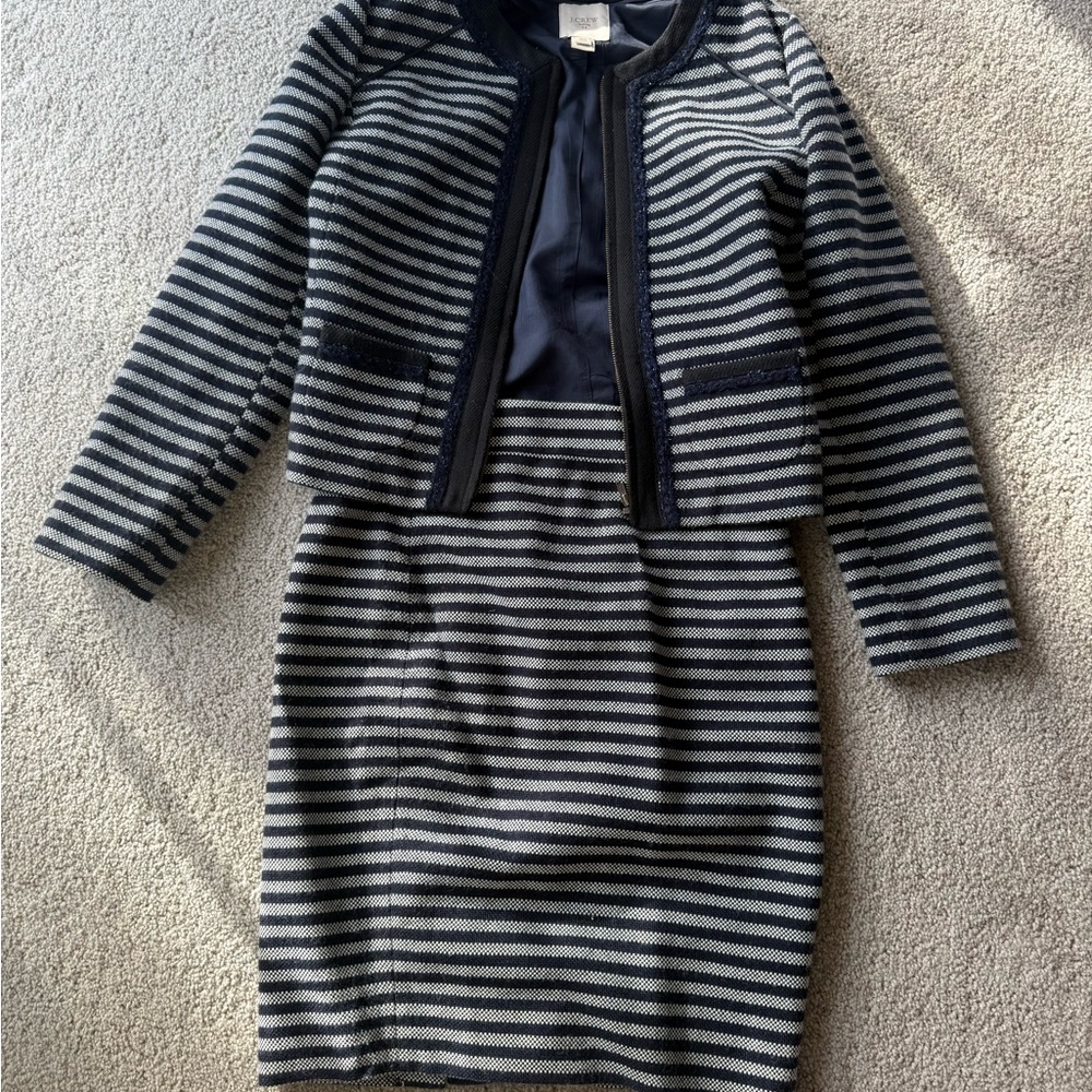 J. Crew Navy Striped Skirt Suit Set